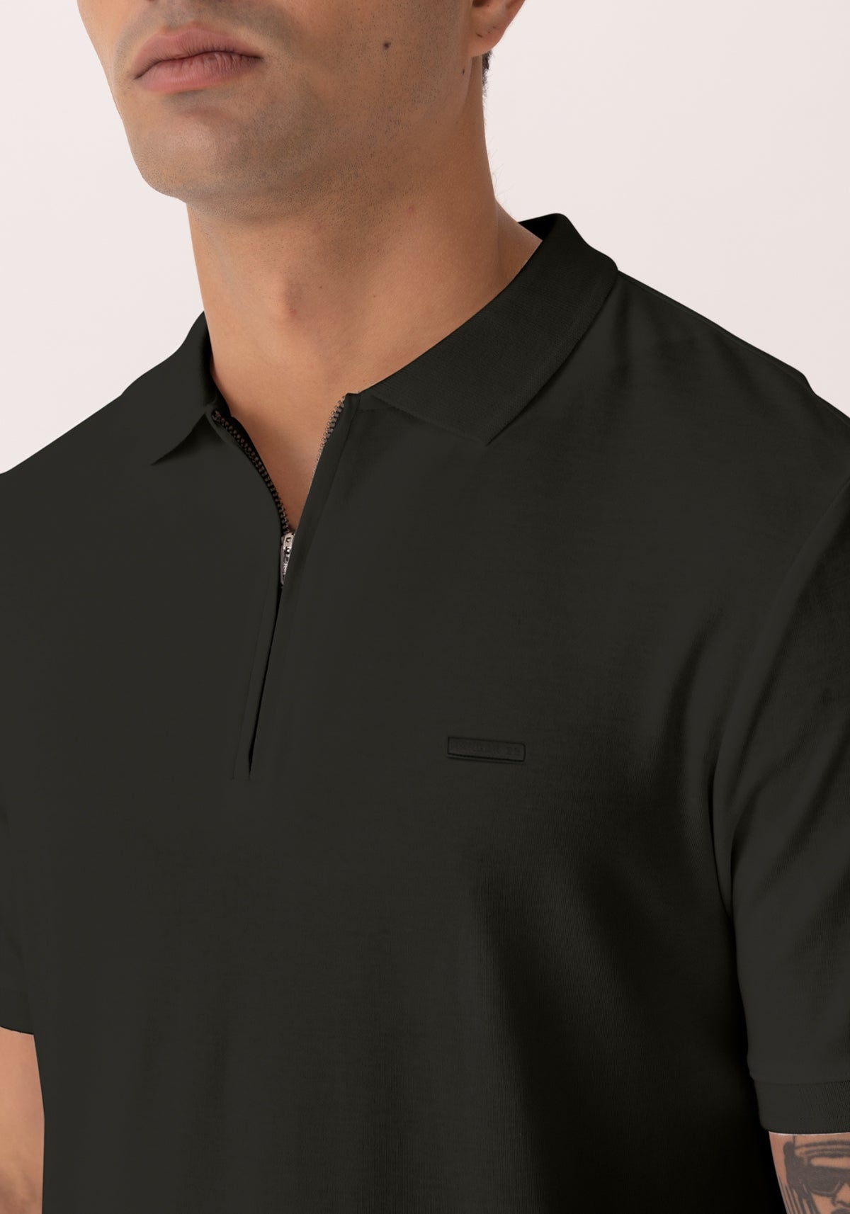 Polo Masculina Malha Manga Curta Com Zíper