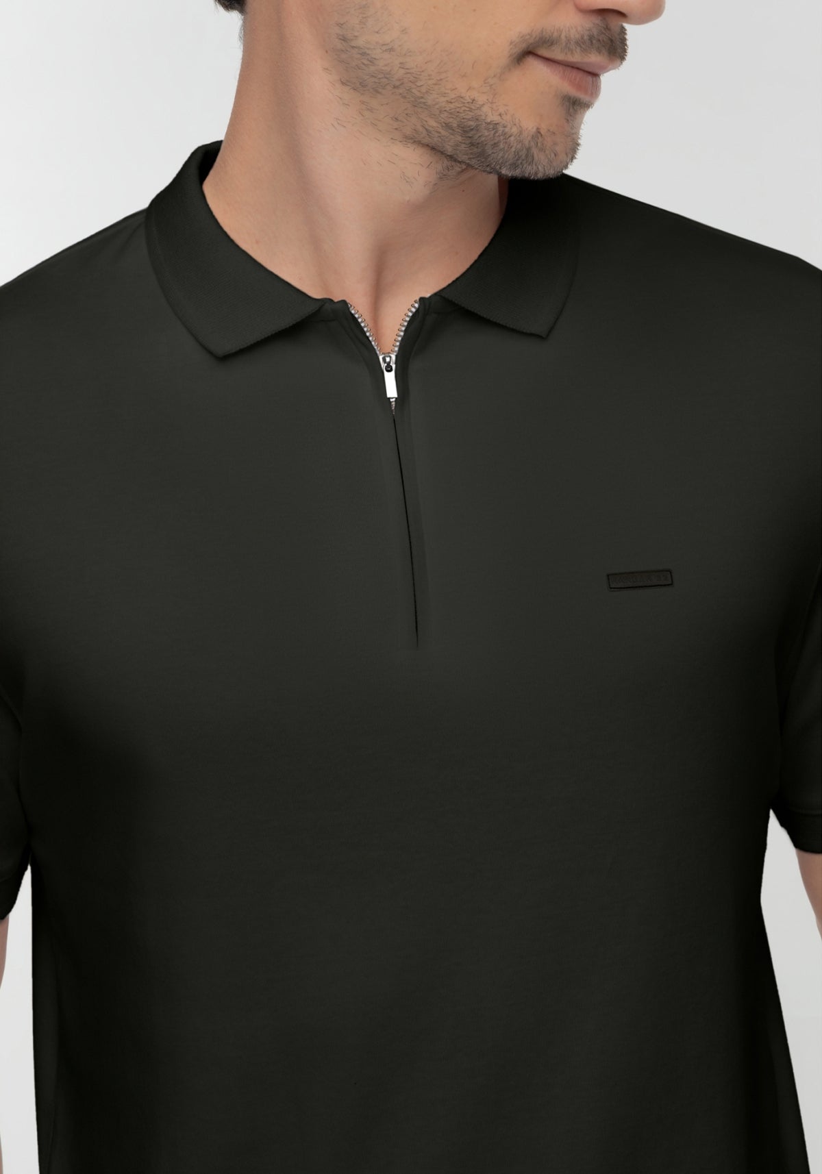 Polo Masculina Malha Manga Curta Com Zíper