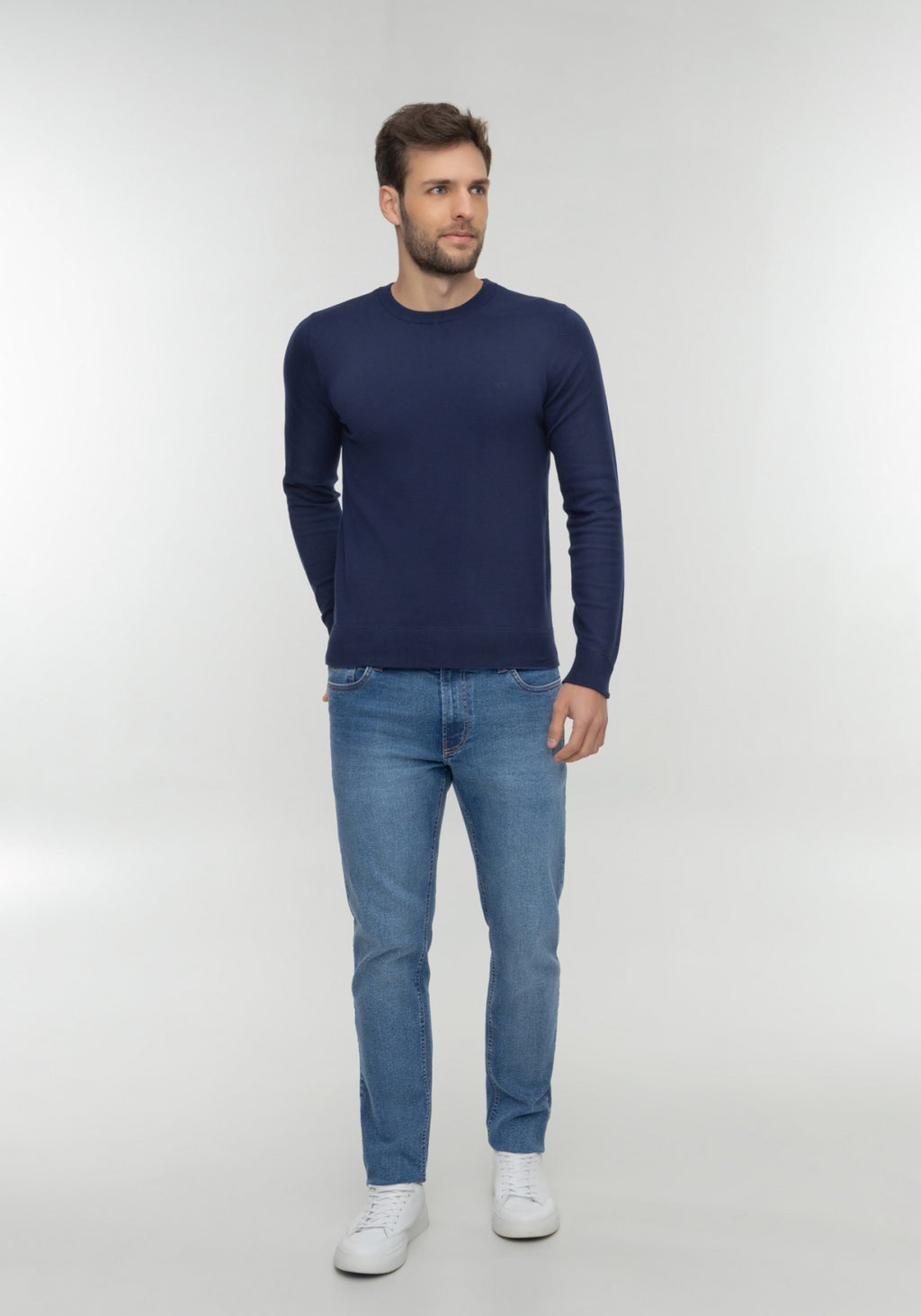 Camisa Blusão Masculina Básico Tricô Manga Longa Gola Redonda