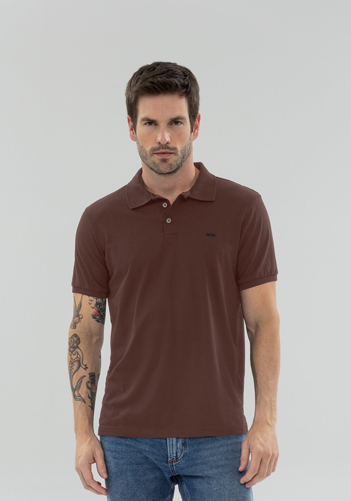 Camisa Polo Básica Masculina Pima Malha Manga Curta