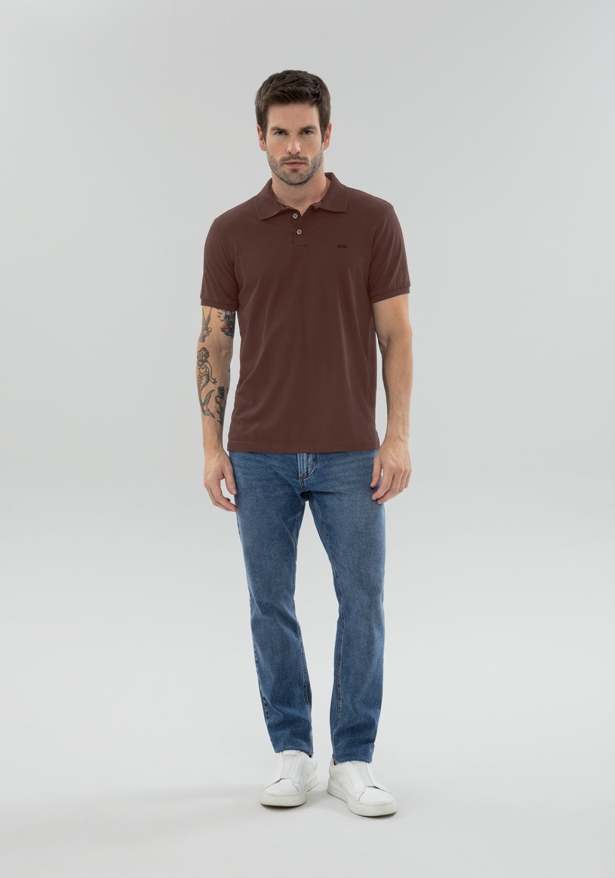 Camisa Polo Básica Masculina Pima Malha Manga Curta