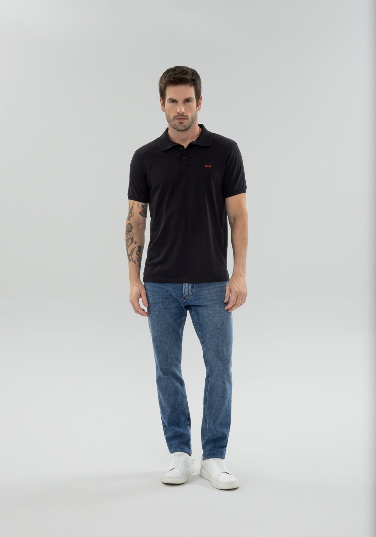 Camisa Polo Básica Masculina Pima Malha Manga Curta