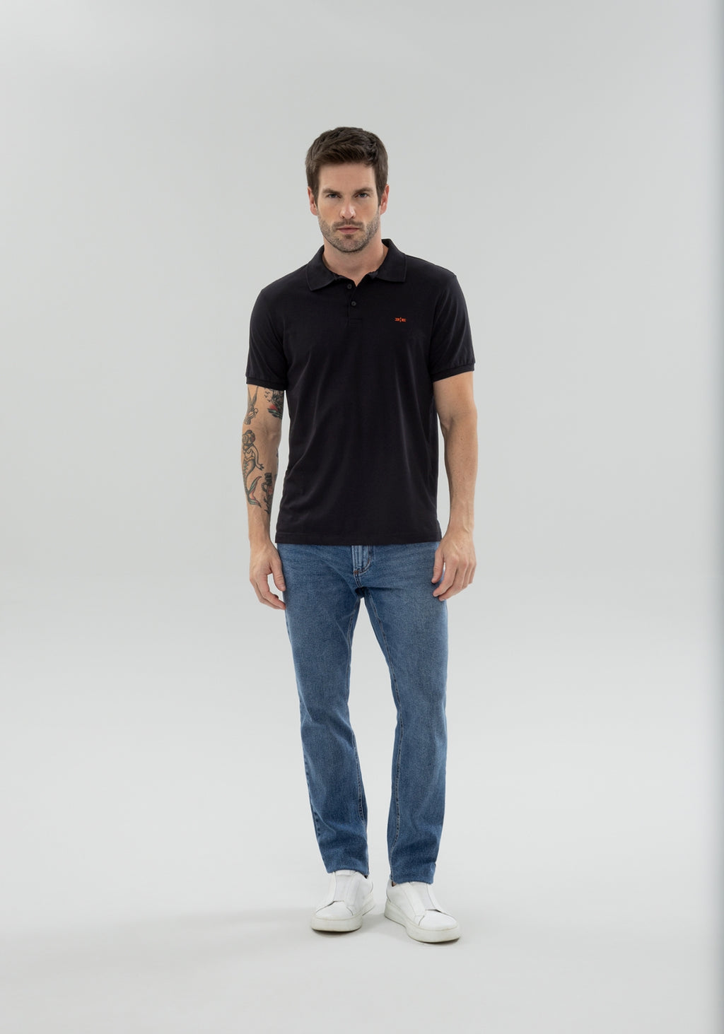 Camisa Polo Básica Masculina Pima Malha Manga Curta