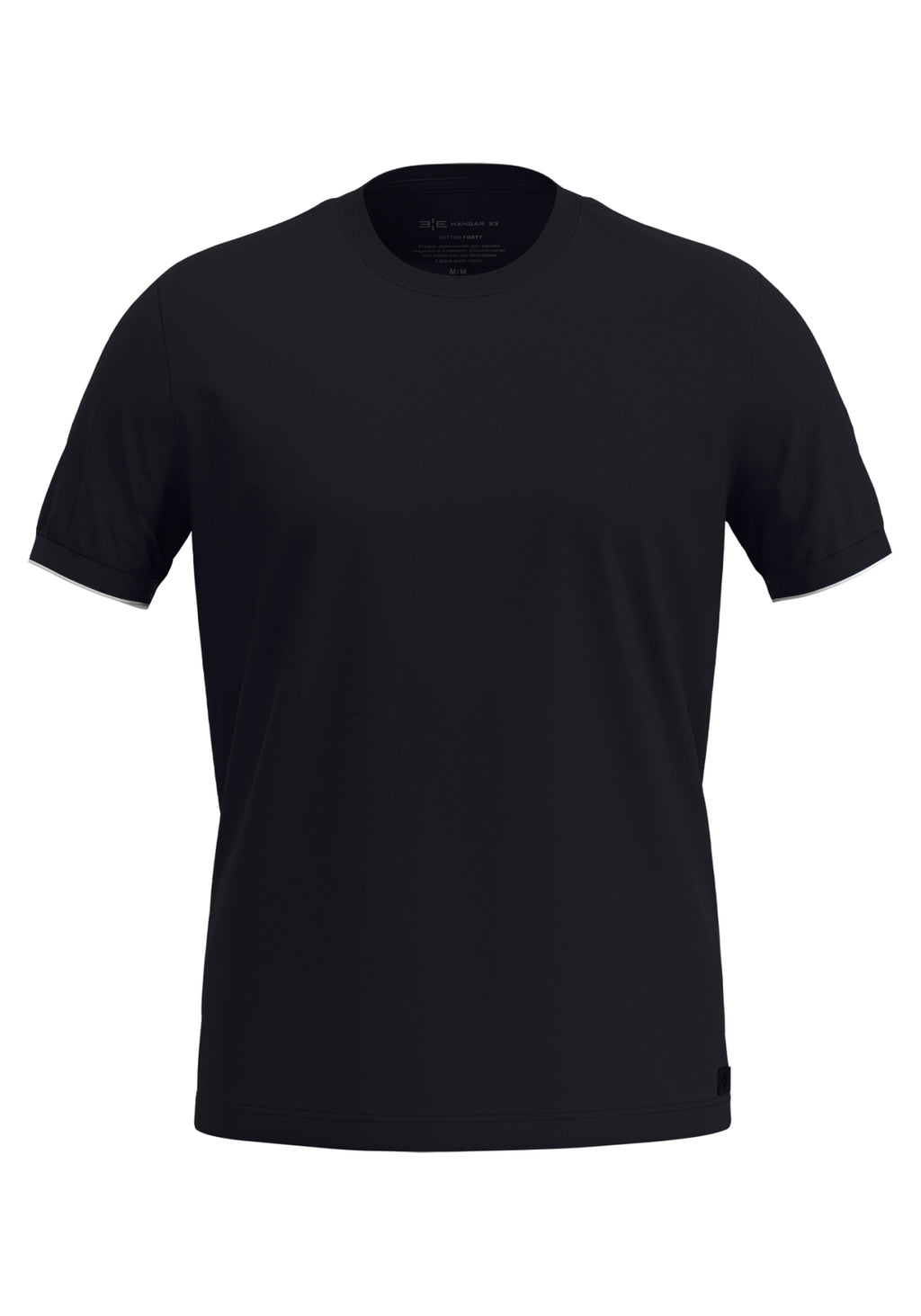 Camiseta Masculina Lisa Malha Friso na Manga Em Algodão