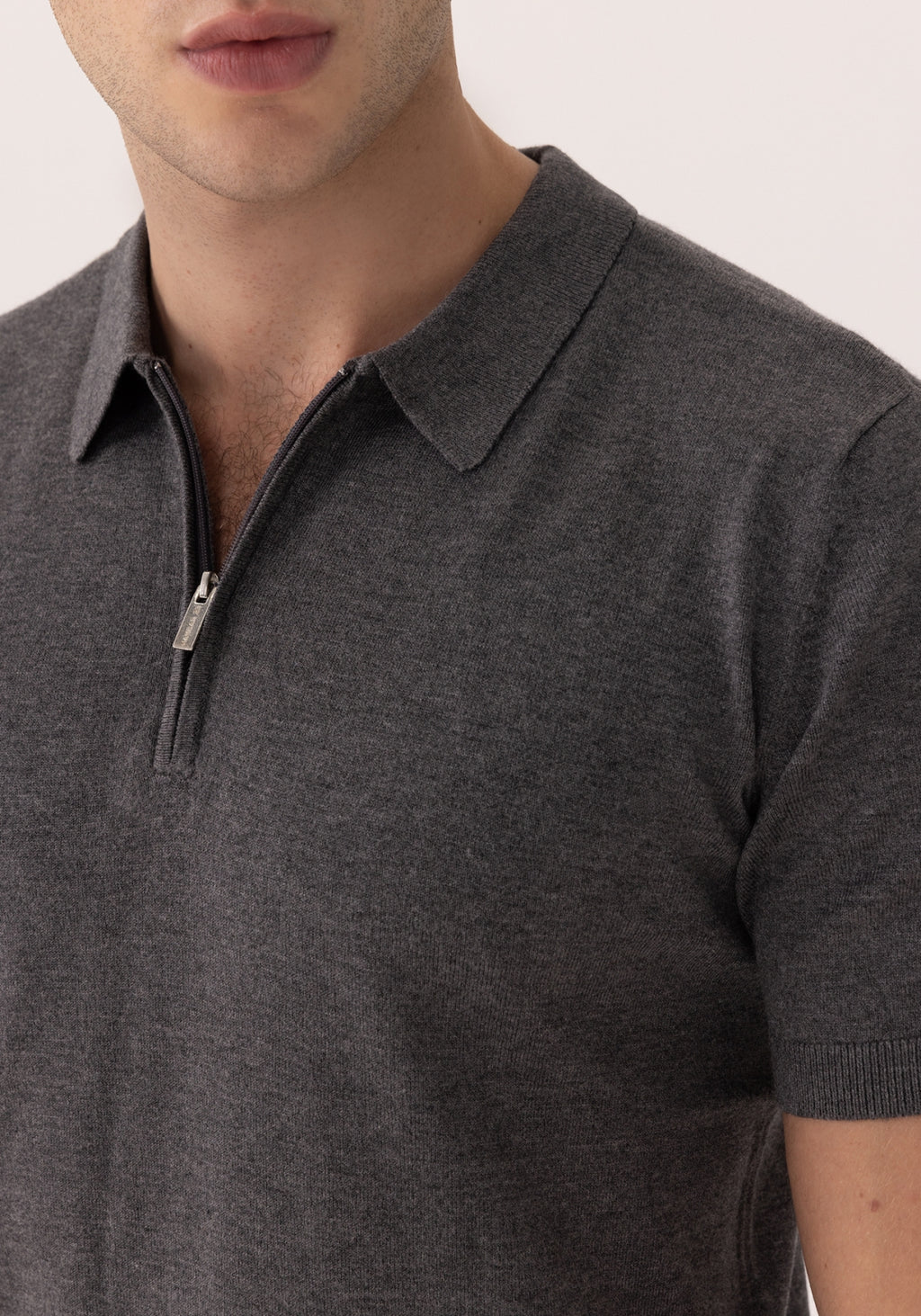 Camisa Polo Zíper Malha Tricô Super Leve