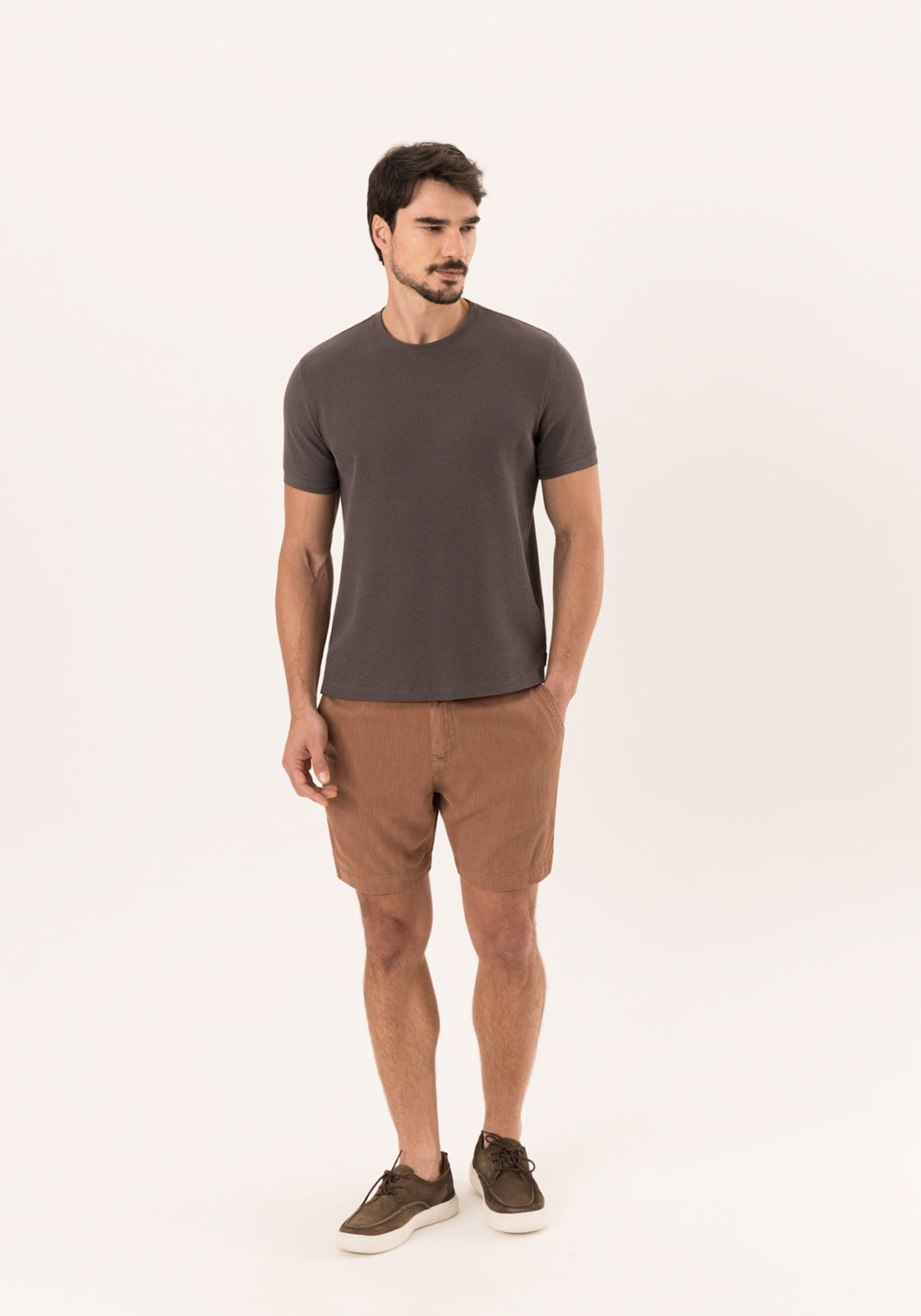 Camiseta Masculina Malha Texturizada Manga Curta