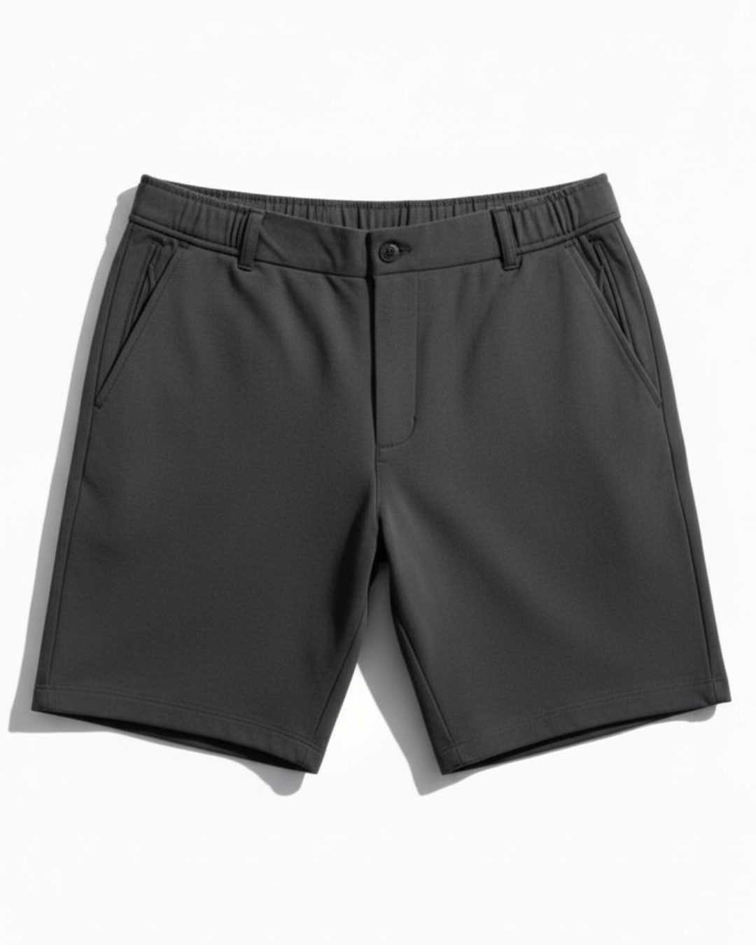 Bermuda Alfaiataria Bolso Faca Curta Masculina Malha Confortável Leve Cós Elástico Chumbo 