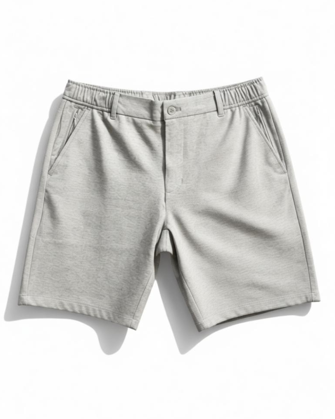 Bermuda Alfaiataria Bolso Faca Curta Masculina Malha Confortável Leve Cós Elástico Cinza Mescla Medio