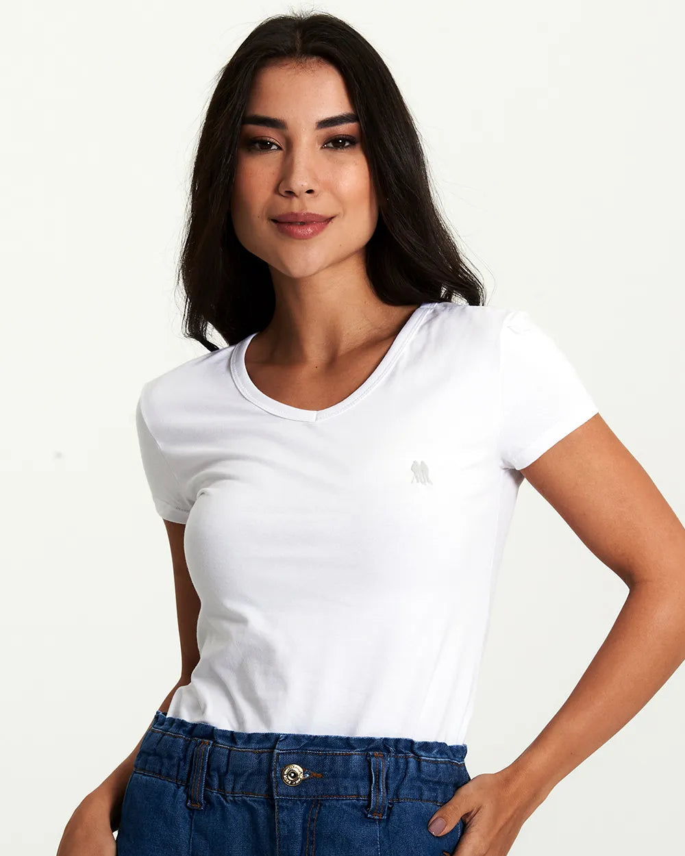 T-Shirt Básica Feminina Polo Wear Decote V