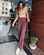 Calça Pantalona com Ribana Feminina Gym